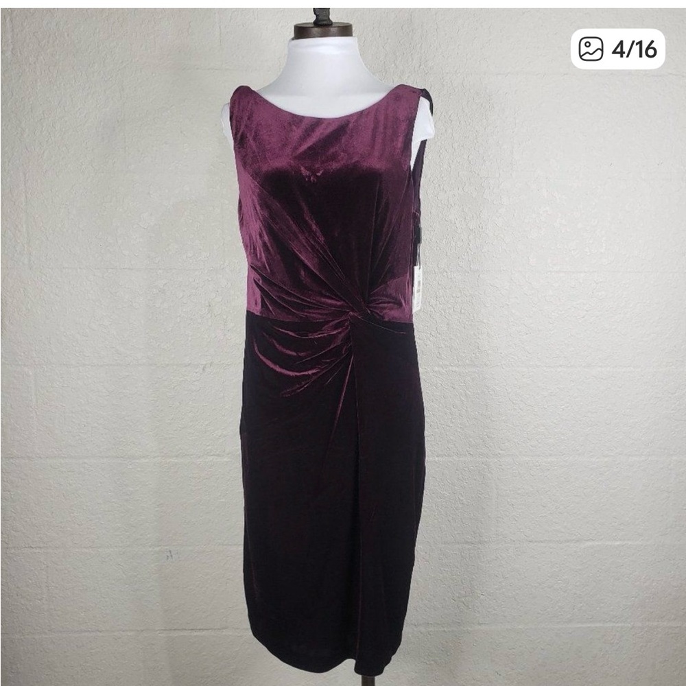 Calvin Klein Elegant Velvet Sleeveless Dress Purple Size 10